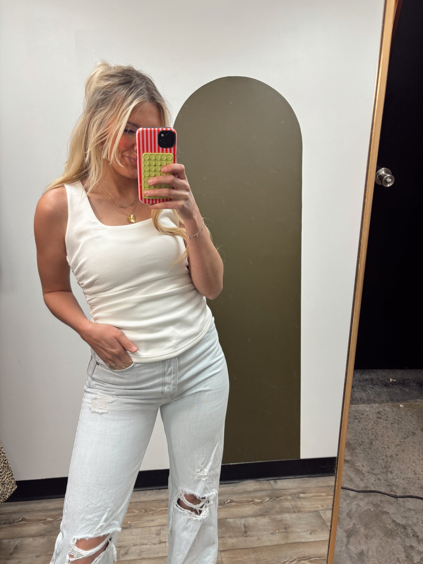 Rena Ruched Tank (White)