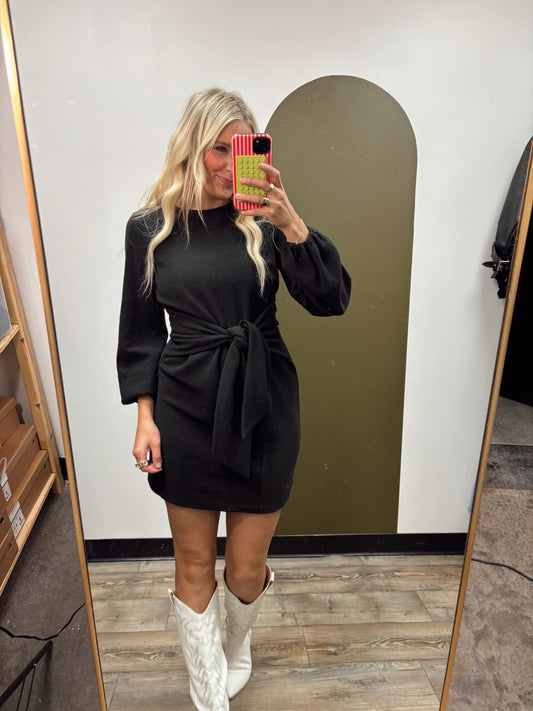 Sadie Front Tie Dress (Black)