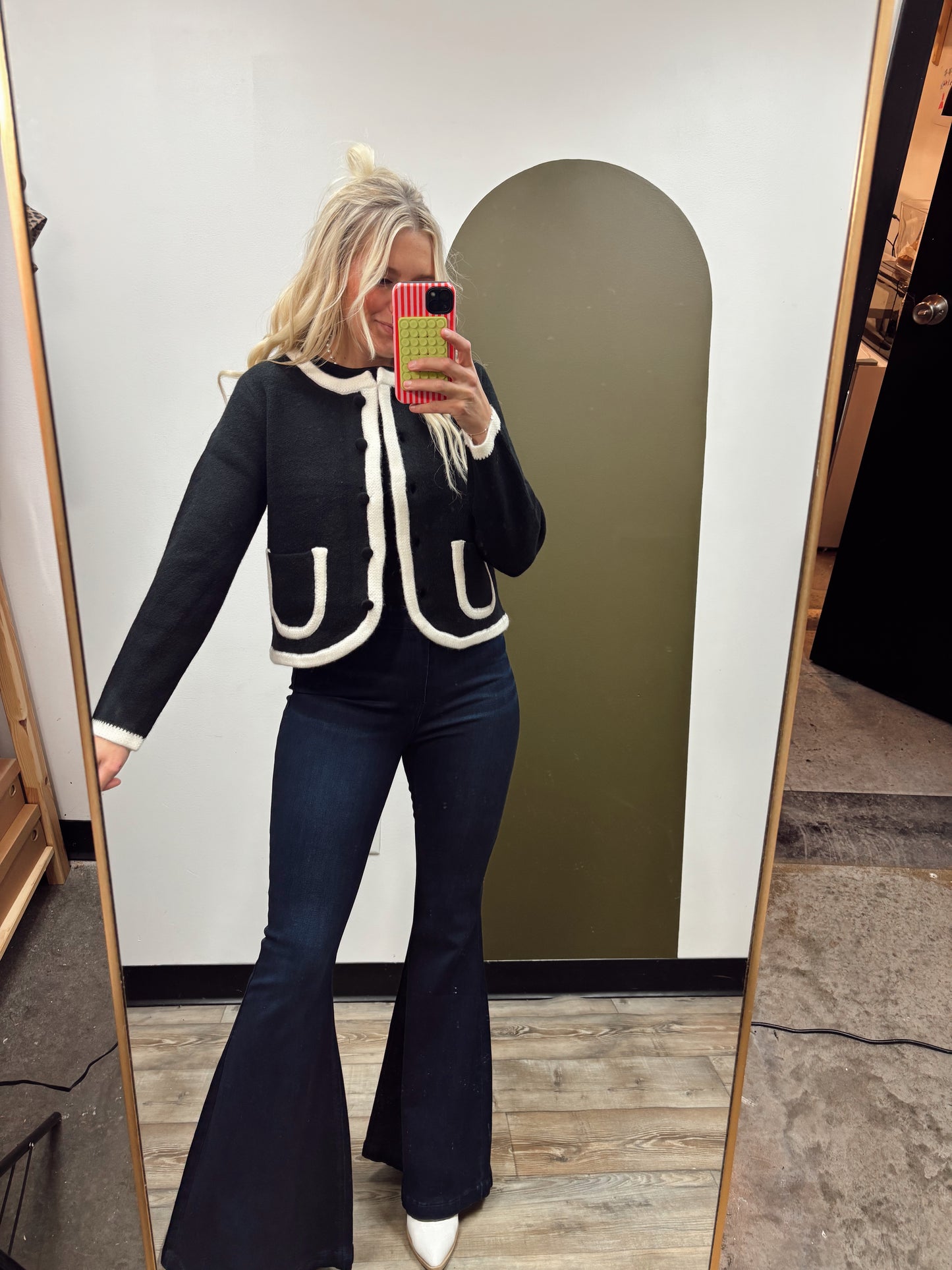 Mariella Contrast Cardigan (Black)