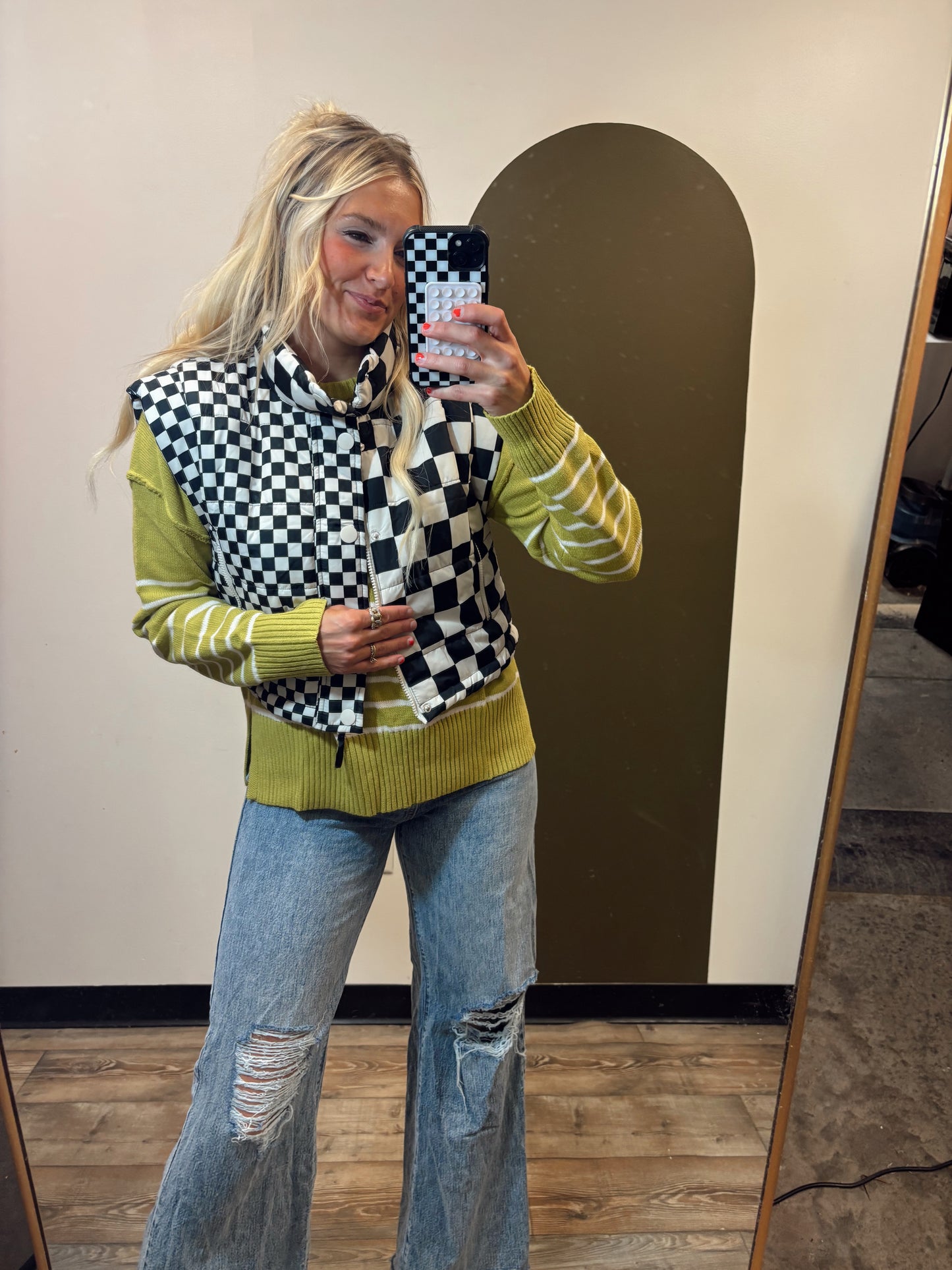 Arya Checkered Vest (B&W)