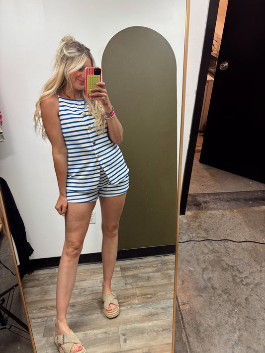 Ship Sailed Stripe Short (Blue)