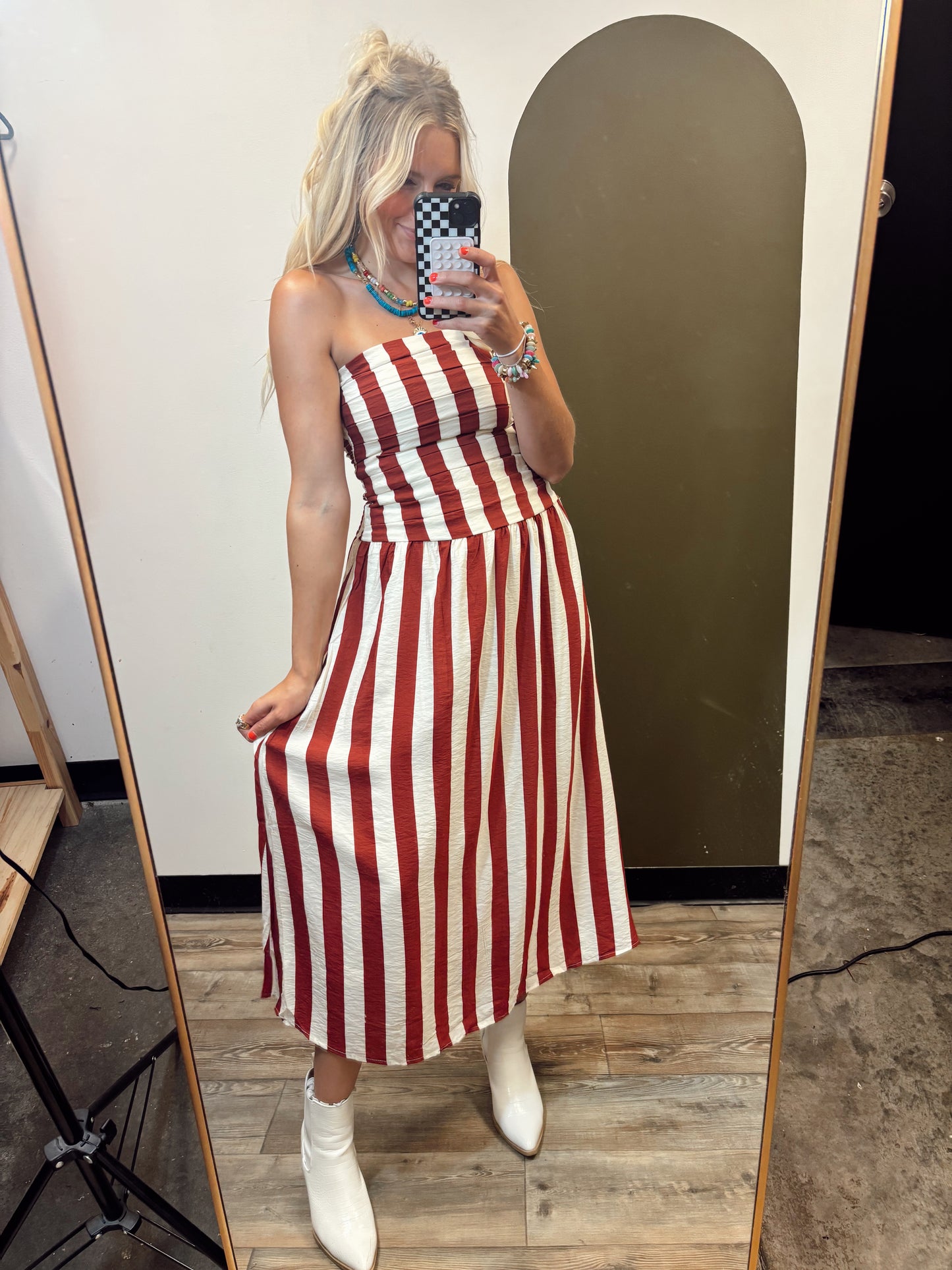 Mona Stripe Midi (Red)