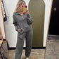 Fallon Cable Knit Zip Sweater (Charcoal)