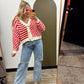 Paris Crop Button Sweater (Red)