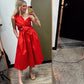 Katrina Bow Midi Dress (Red)