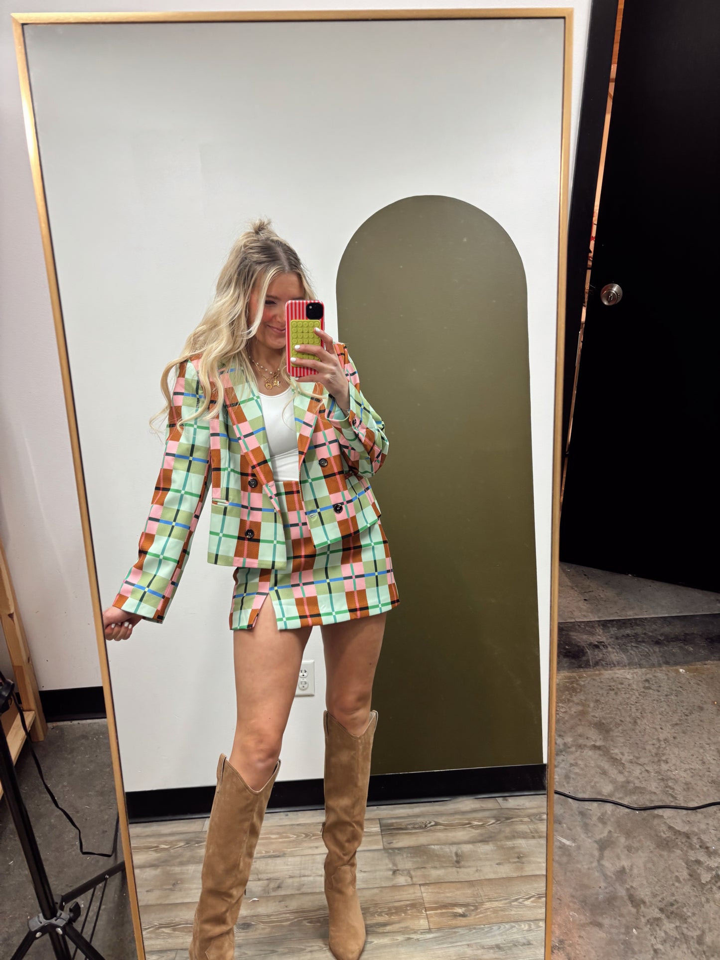 Ruby Plaid Blazer