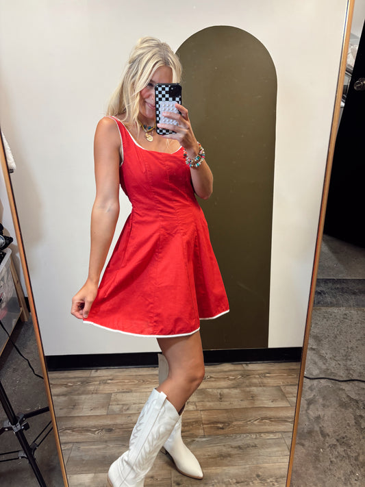 Piping Hot Mini Dress (Red)
