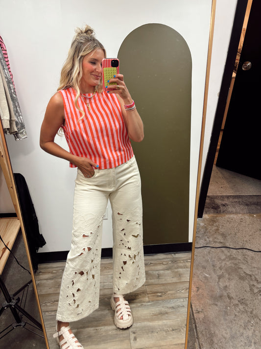 Sherbert Stripe Tank (Punch/Coral)