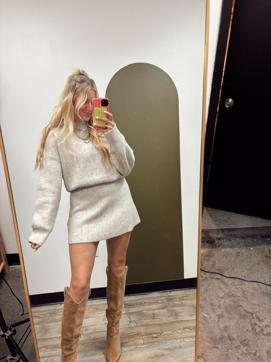 Arie Sweater Skirt Set (Oat)