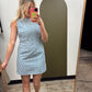 Eyelet Emb Mini Dress (Blue)