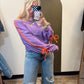 Terry Detailed Sweatshirt (Purple)