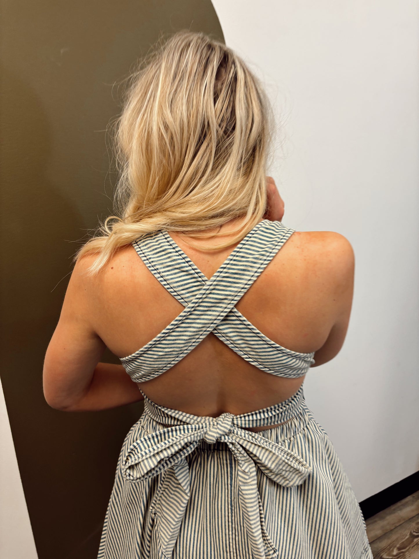 Jemma Cross Back Denim Dress
