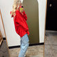 Boxy Hoody Top (Red)