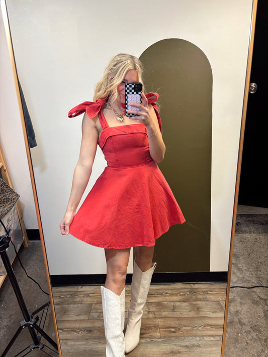 Georgia Fit Flare Dress (Red)