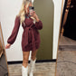 Sadie Front Tie Dress (Merlot)