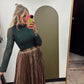 Mila Embellished Mock Neck Top (Forest)