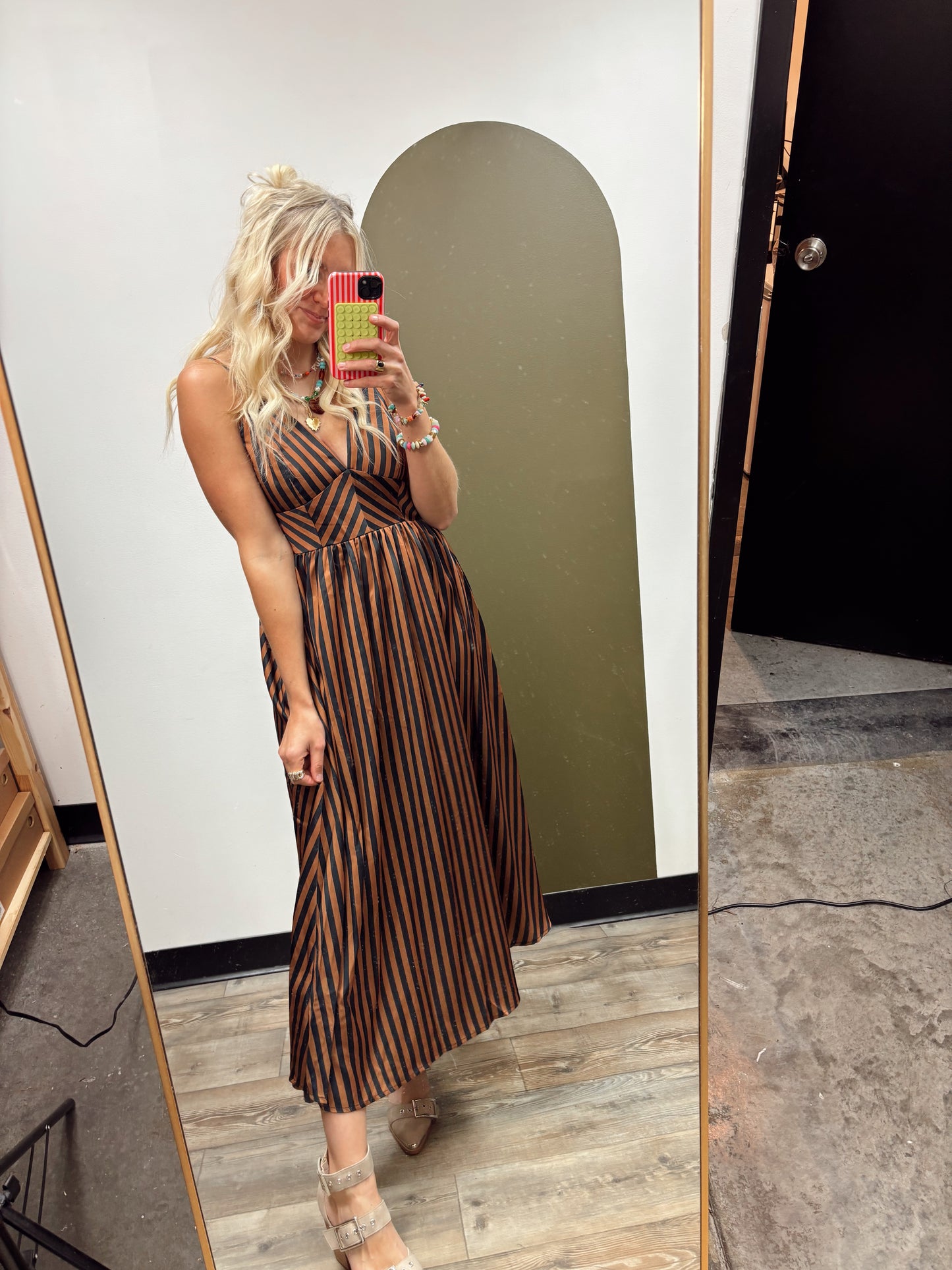 Marilyn Stripe Satin Maxi Dress