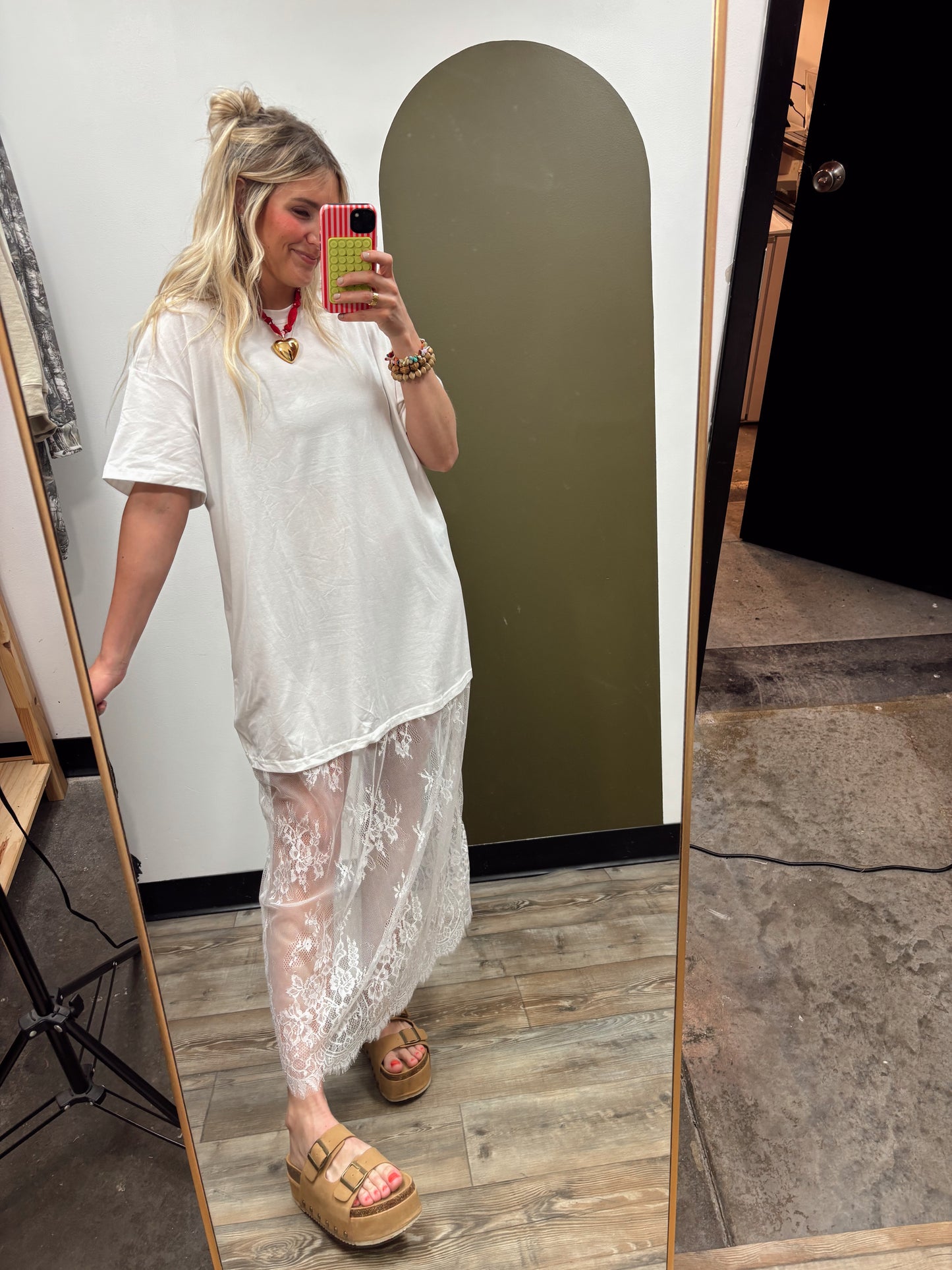 Lace Patchwork Maxi Dress (White)