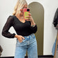 Shiloh Sheer Sleeve Bodysuit (Black)