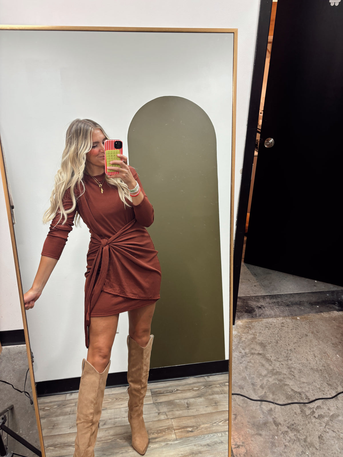 Lucia Wrap Tie Dress (Wine)