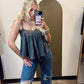 Contrast Crochet Tank
