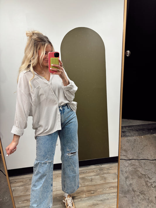 Easy Breeze Stripe Top (Beige)