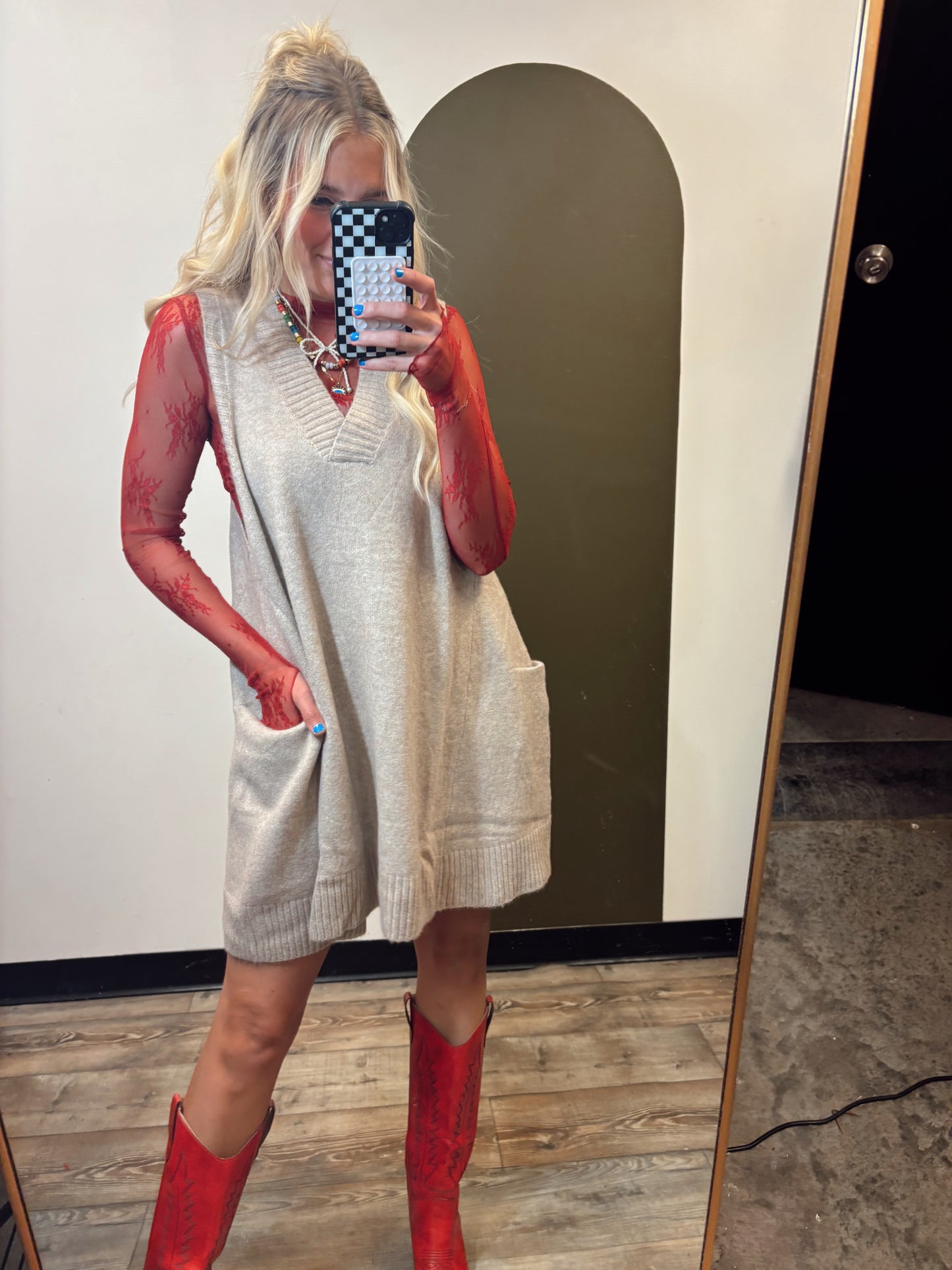 Soft Touch Mini Sweater Dress (Taupe)