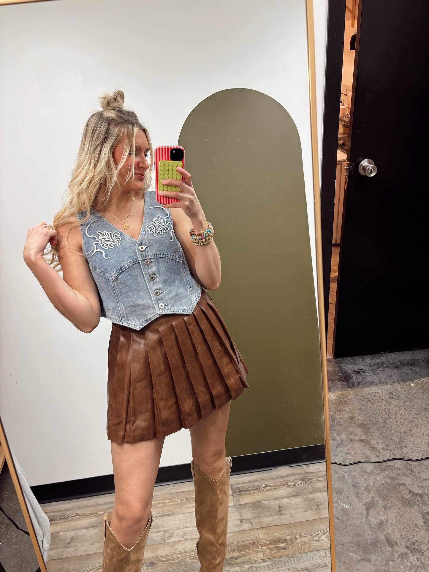 Zoey Emb Denim Vest