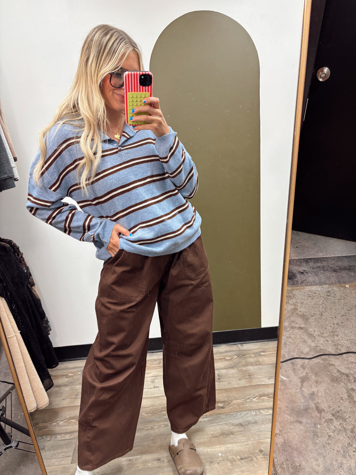 Hadley Stripe Sweater (Blue/Brown)