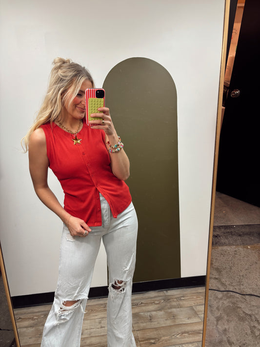 Sylvie Button Tank (Red)