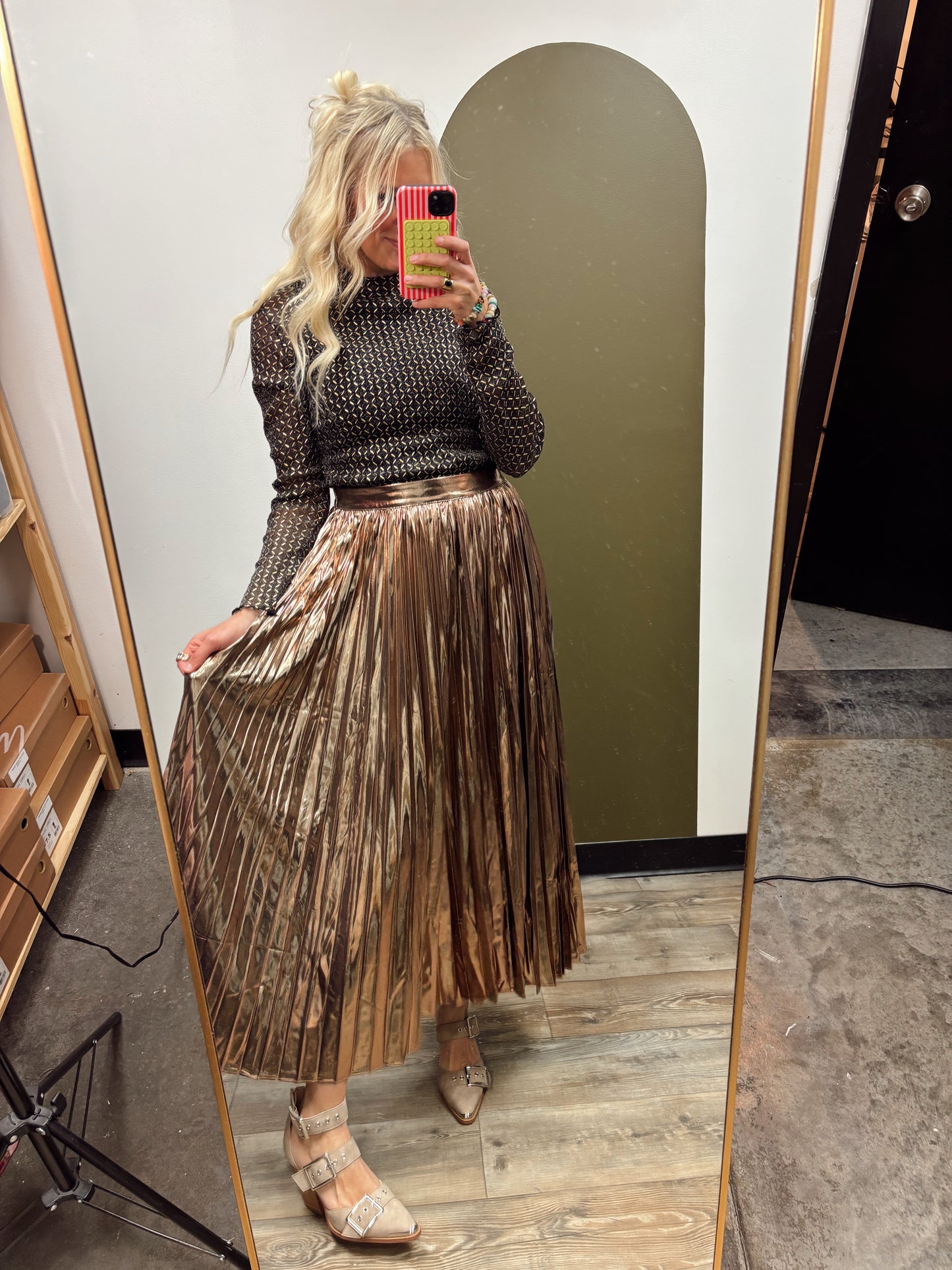Reflect The Light Maxi Skirt (Gold)