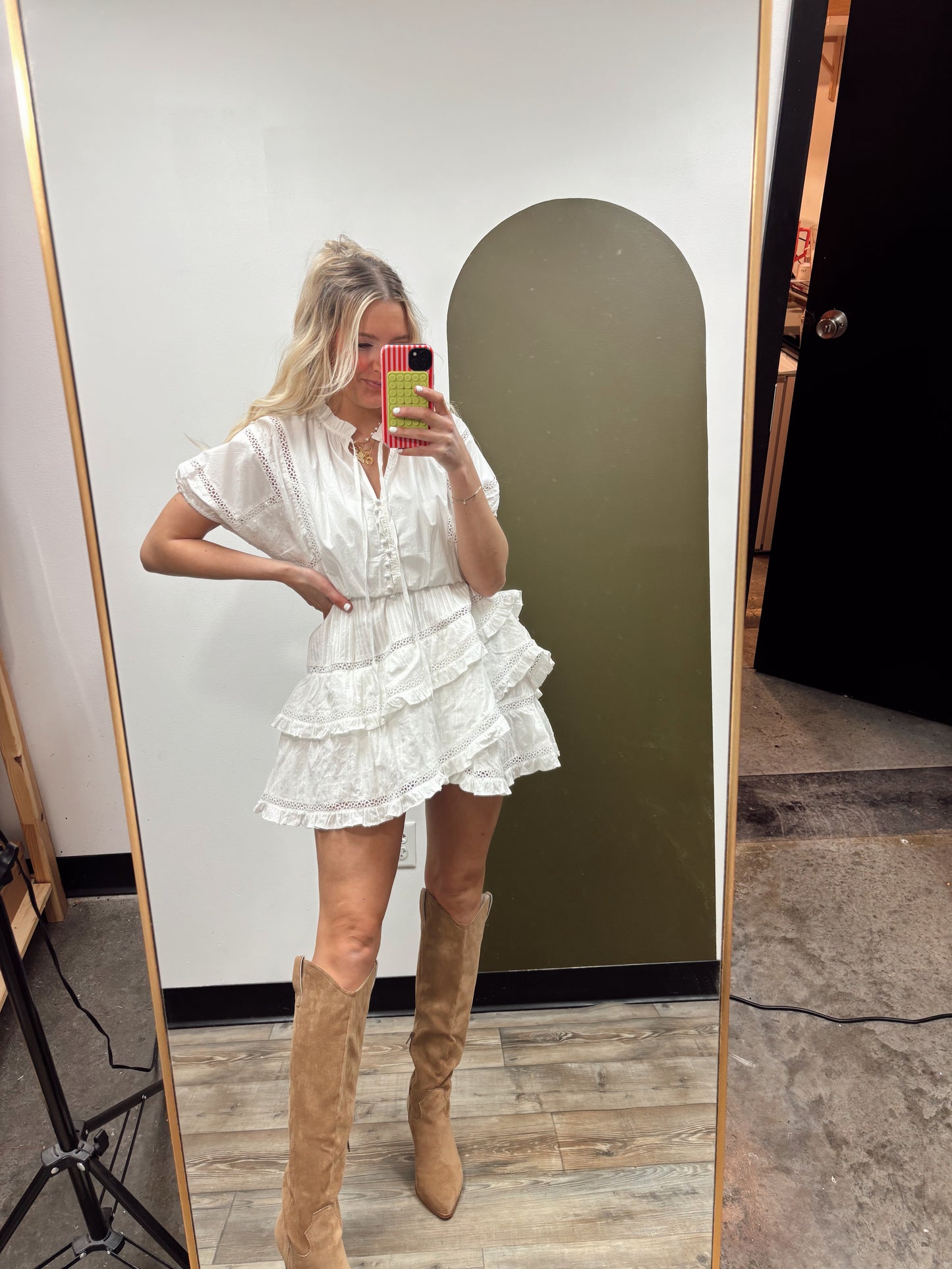 Elaine Eyelet Dress (White)