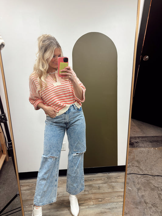 Jordyn Stripe Sweater (Coral)