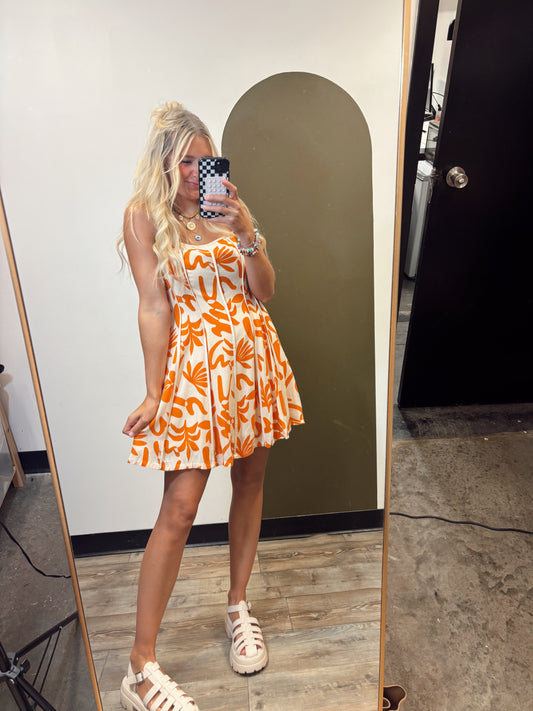 Resort Sun Mini Dress (Tangerine)