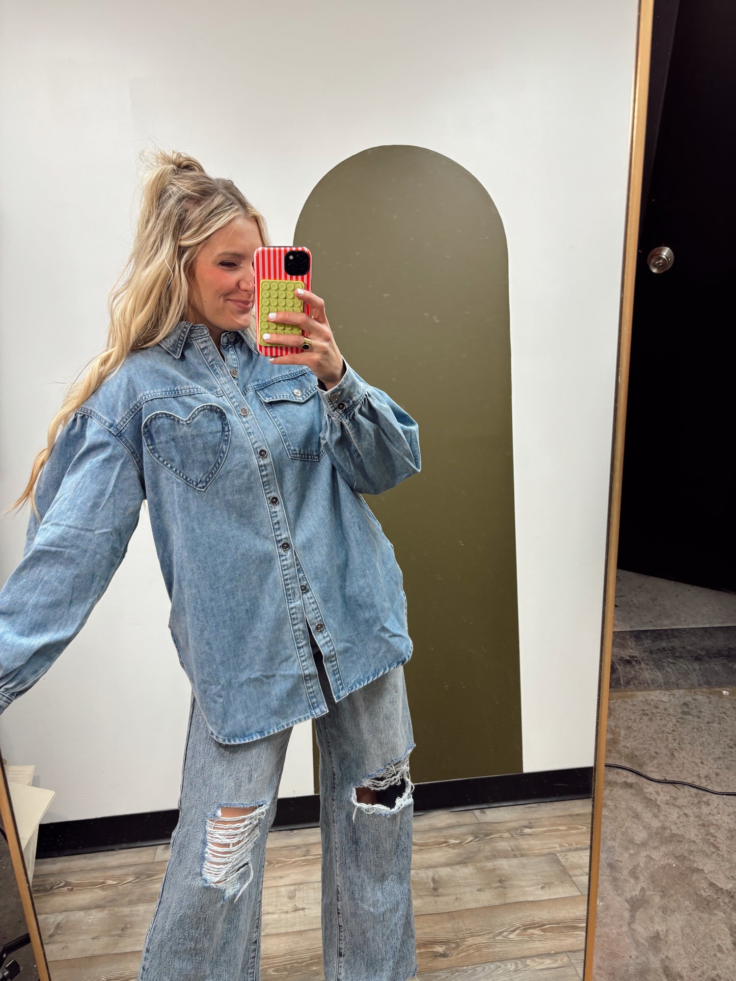Heart Hands Denim Shacket