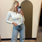 Ribbed Henley Top (Ivory)