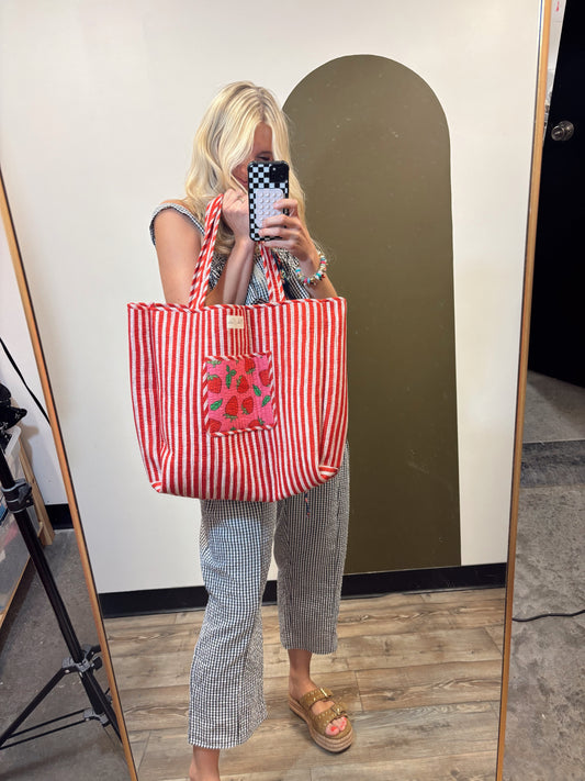 Strawberry And Stripe Tote bag