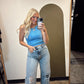 Rashida Rib Crop Tank (Blue)