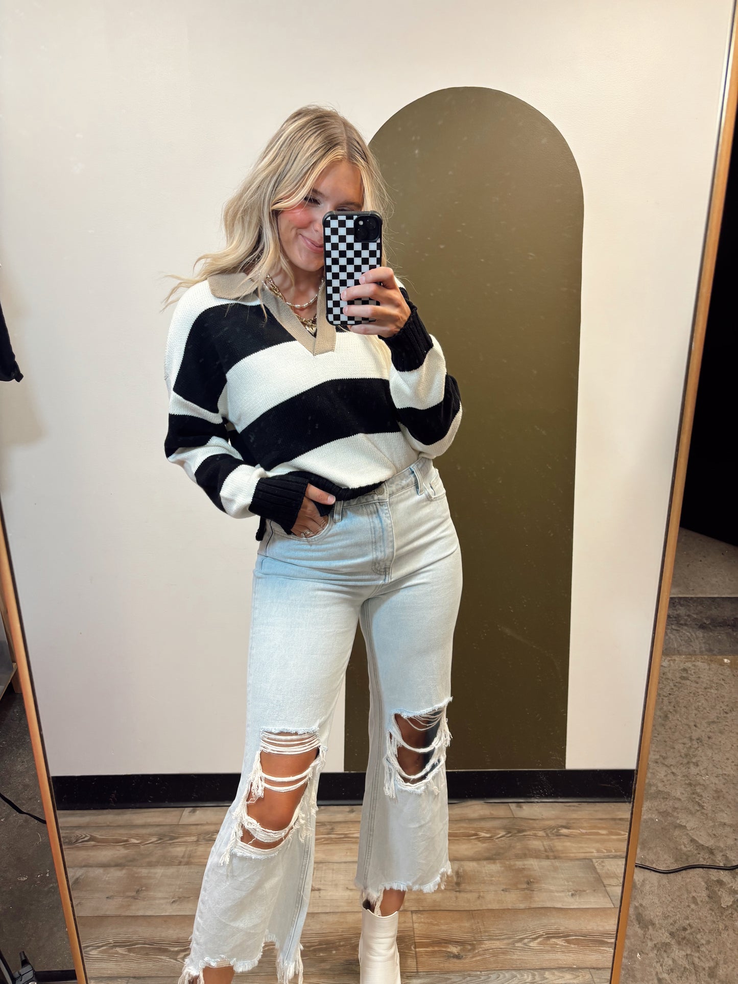 Ruby Contrast Sweater (Ivory)