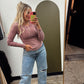 Washed Henley Button Top (Maroon)
