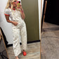 Polka Dot Overall (Cream/Gold)