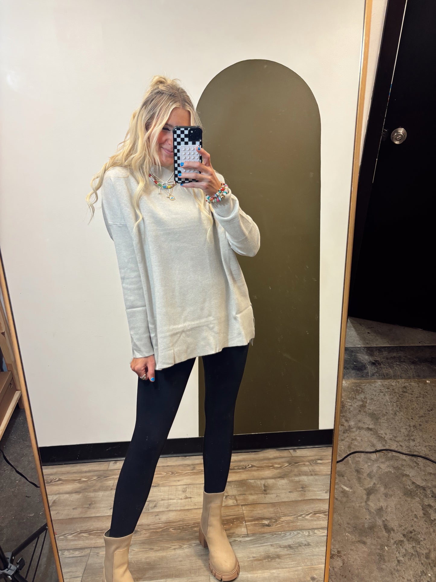 Aspen Mock Neck Sweater (Grey)