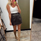 Coco Vegan Leather Skirt (Brown)