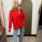 Boxy Hoody Top (Red)