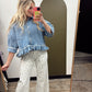 Ruffle Hem Denim Top