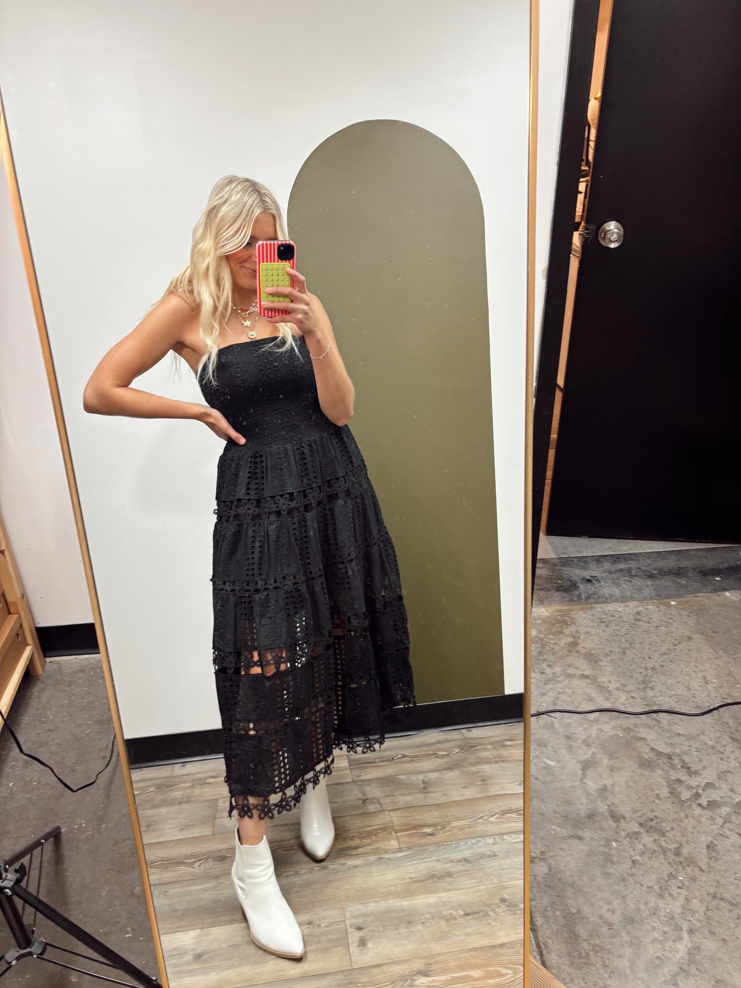 Vineyard Eyelet Dress (Black)