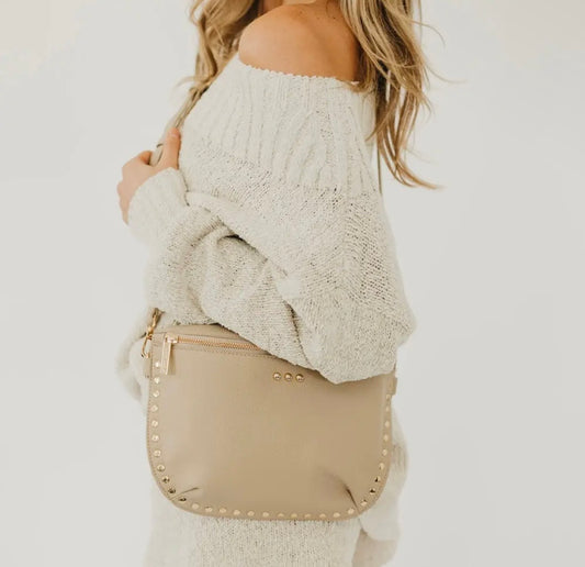 Pebble Studded Bum Bag (Taupe)