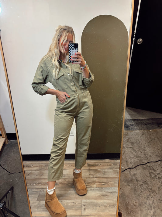 Jeanette Utility Jumpsuit (Sage)