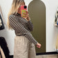 Becca Mock Neck Stripe Top