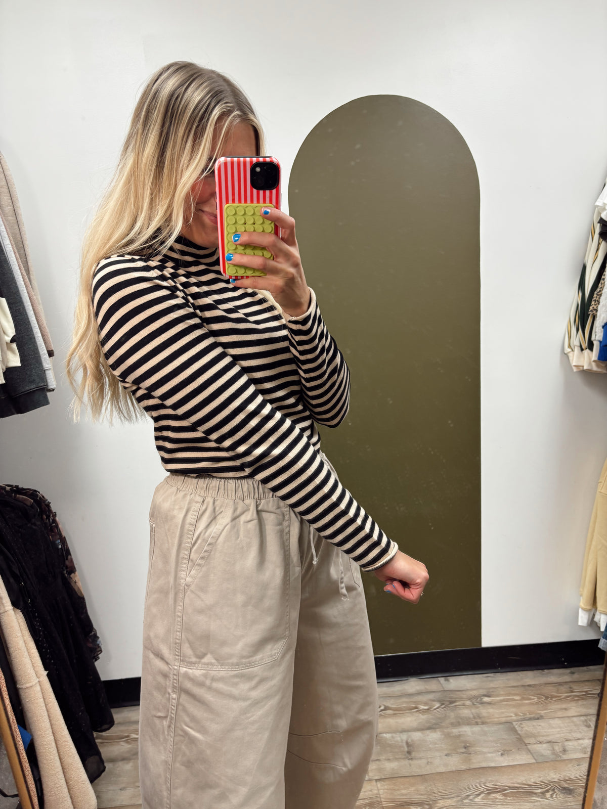 Becca Mock Neck Stripe Top